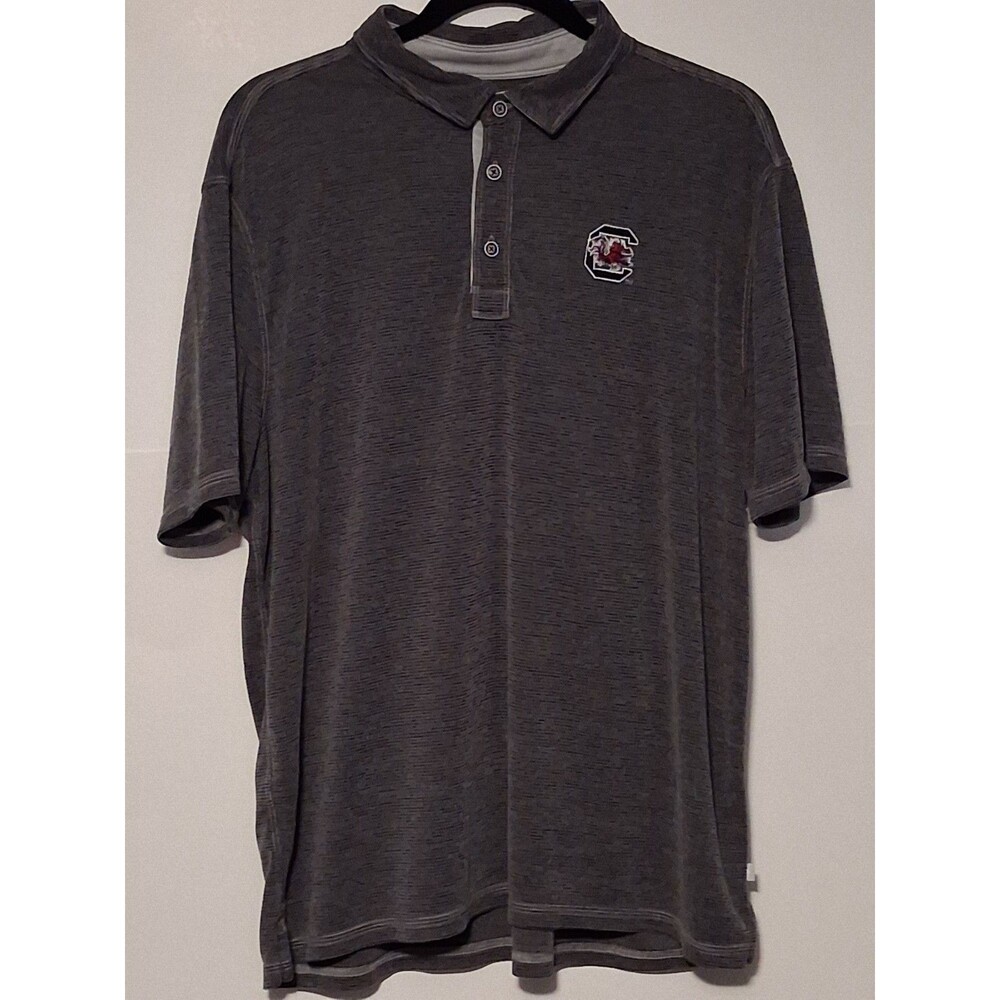 Tommy Bahama Mens South Carolina Gamecocks Polo Shirt Gray Short Sleeve NCAA XL